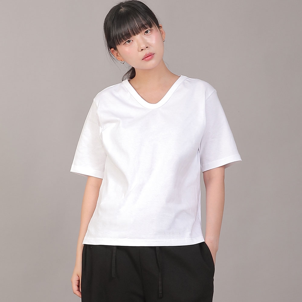 미니멀 소프트 V넥 반팔티셔츠 VSR-8A08 화이트