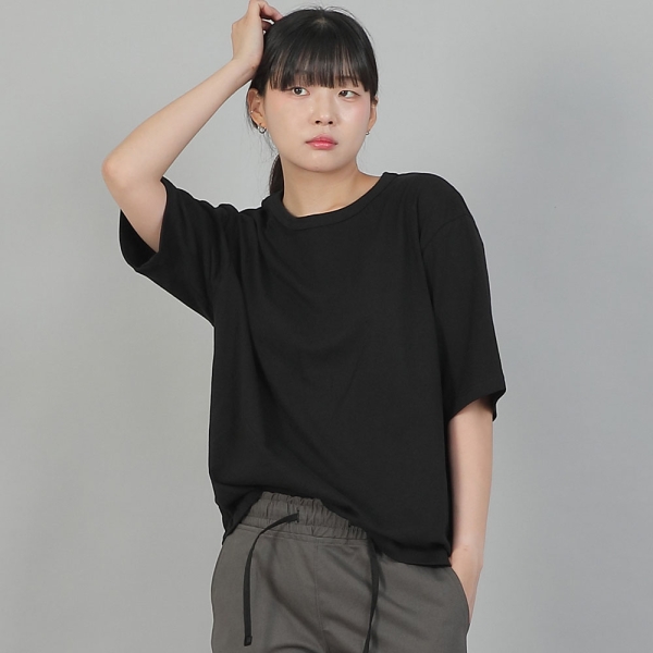 오버핏 소프트 R넥 반팔티셔츠 RSM-8A10 블랙