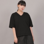 오버핏 소프트 V넥 반팔티셔츠 MVM-8A12 블랙