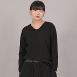 미니멀 16s 코튼 V넥 긴팔티셔츠 MMV-8A15 블랙