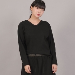 미니멀 16s 코튼 V넥 긴팔티셔츠 MMV-8A15 블랙