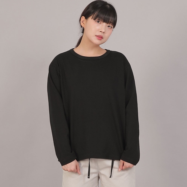 오버핏 16s 코튼 R넥 긴팔티셔츠 RCO-8A17 블랙