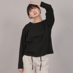 오버핏 16s 코튼 R넥 긴팔티셔츠 RCO-8A17 블랙