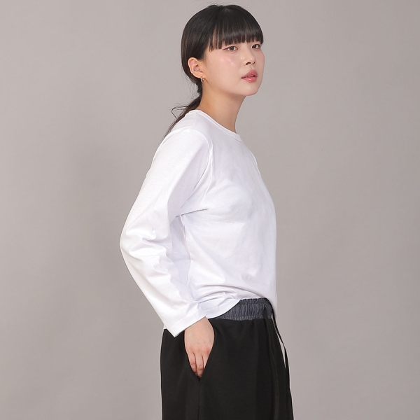 미니멀 소프트 R넥 긴팔티셔츠 MMS-8A14 화이트