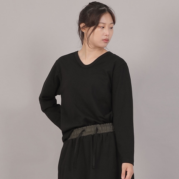 미니멀 소프트 V넥 긴팔티셔츠 MSV-8A16 블랙