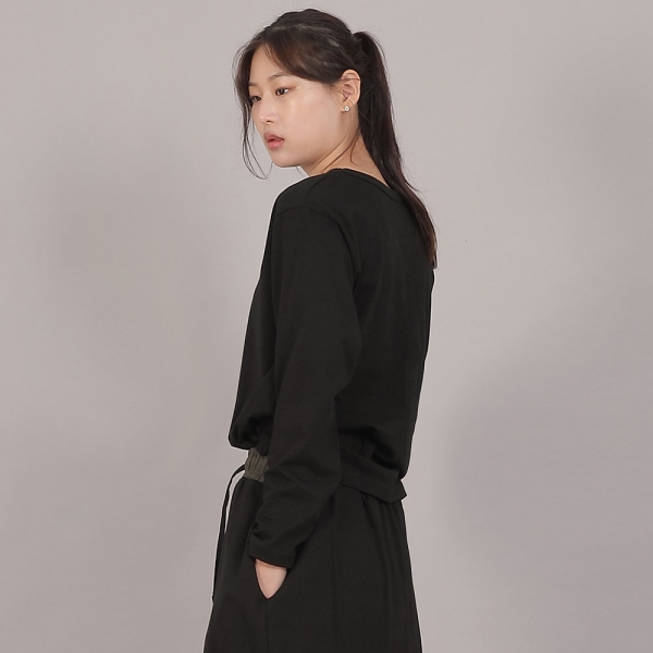미니멀 소프트 V넥 긴팔티셔츠 MSV-8A16 블랙