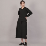 미니멀 소프트 V넥 긴팔티셔츠 MSV-8A16 블랙