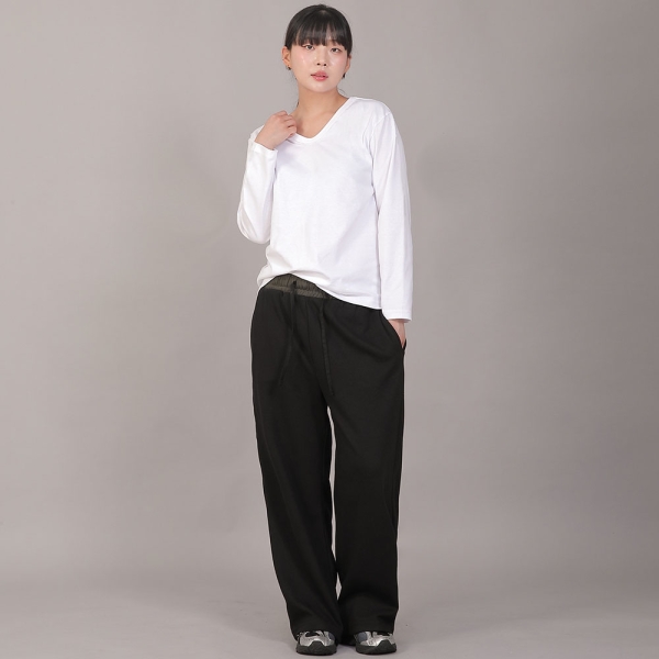 미니멀 소프트 V넥 긴팔티셔츠 MSV-8A16 화이트