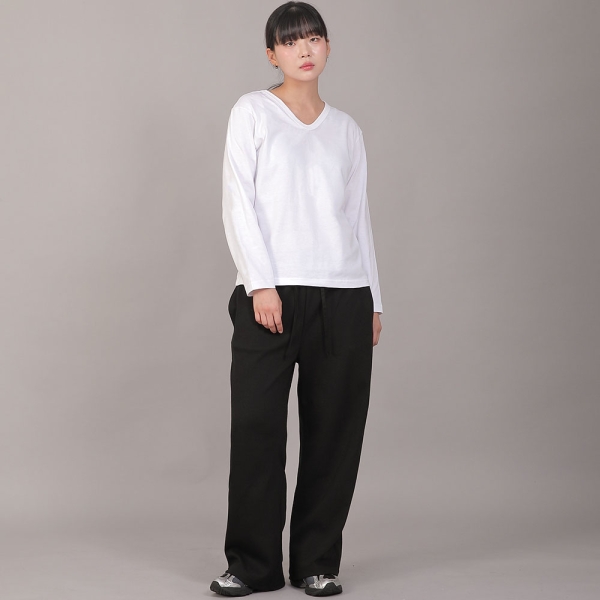 미니멀 소프트 V넥 긴팔티셔츠 MSV-8A16 화이트