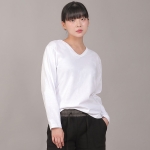 미니멀 소프트 V넥 긴팔티셔츠 MSV-8A16 화이트