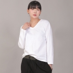 미니멀 소프트 V넥 긴팔티셔츠 MSV-8A16 화이트