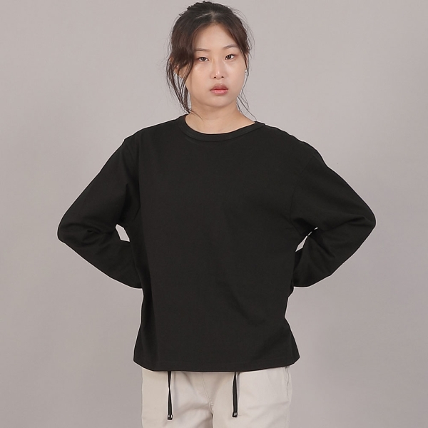 오버핏 소프트 R넥 긴팔티셔츠 RMR-8A18 블랙