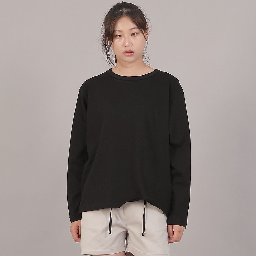 오버핏 소프트 R넥 긴팔티셔츠 RMR-8A18 블랙