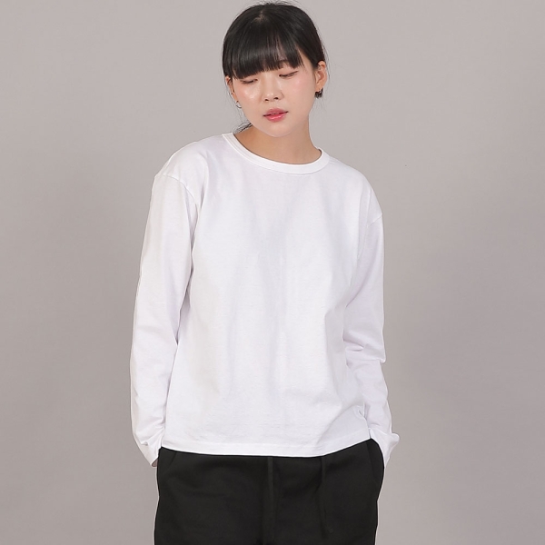 오버핏 소프트 R넥 긴팔티셔츠 RMR-8A18 화이트