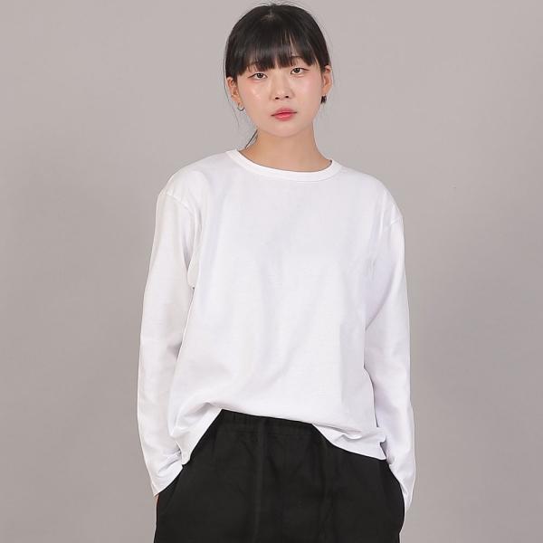 오버핏 소프트 R넥 긴팔티셔츠 RMR-8A18 화이트