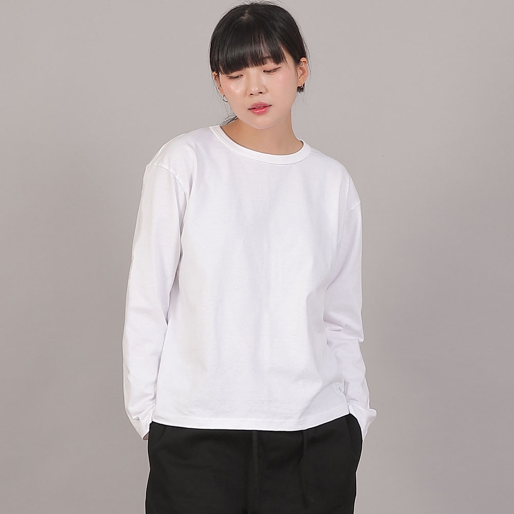 오버핏 소프트 R넥 긴팔티셔츠 RMR-8A18 화이트