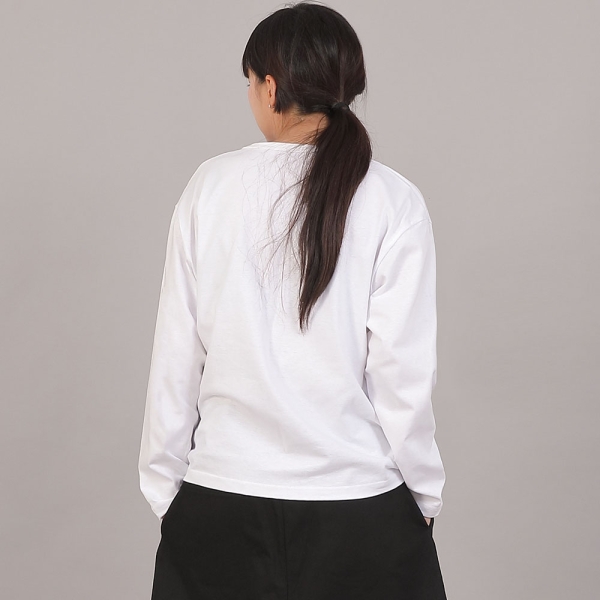 오버핏 소프트 V넥 긴팔티셔츠 CVL-8A20 화이트