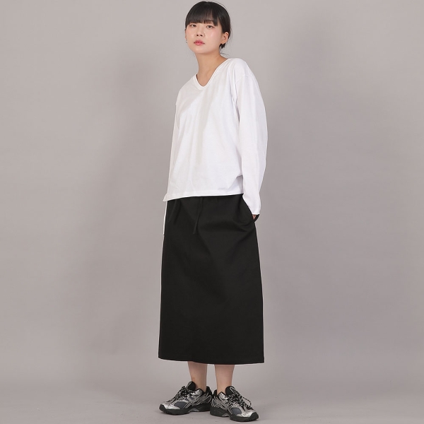 오버핏 소프트 V넥 긴팔티셔츠 CVL-8A20 화이트