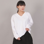 오버핏 소프트 V넥 긴팔티셔츠 CVL-8A20 화이트