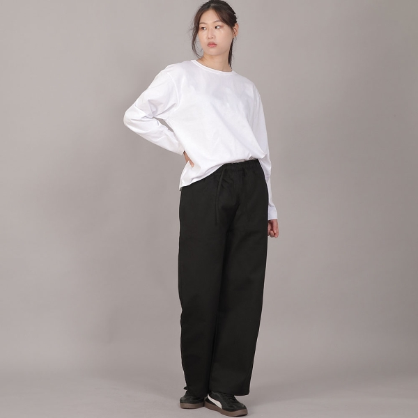 포켓리스 워크 밴딩 와이드팬츠 EWW-385 블랙