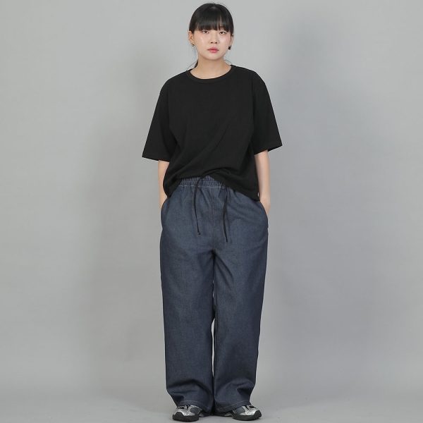 포켓리스 워크 밴딩 와이드팬츠 EWW-385 데님 인디고