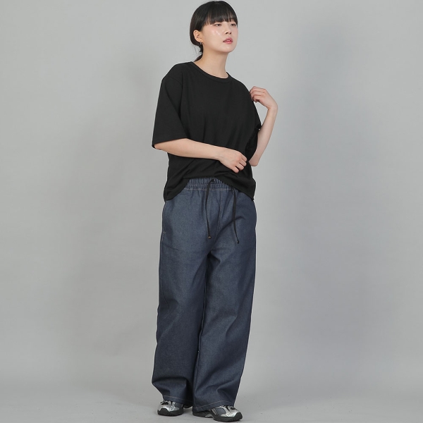 포켓리스 워크 밴딩 와이드팬츠 EWW-385 데님 인디고