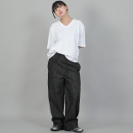 포켓리스 워크 밴딩 와이드팬츠 EWW-385 데님 블랙