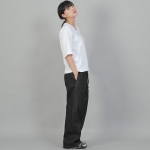 포켓리스 워크 밴딩 와이드팬츠 EWW-385 데님 블랙