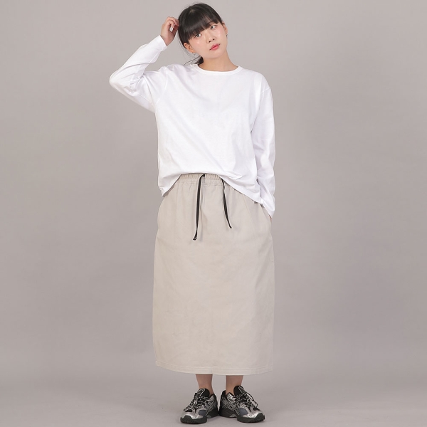 H라인 와이드 롱스커트 HWB-1313 오트밀