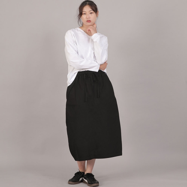 H라인 와이드 롱스커트 HWB-1313 블랙
