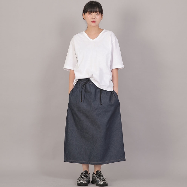 H라인 와이드 롱스커트 HWB-1313 데님 인디고