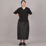 H라인 와이드 롱스커트 HWB-1313 데님 블랙