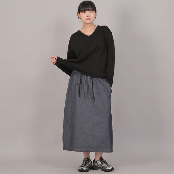 H라인 와이드 롱스커트 HWB-1313 데님 라이트인디고