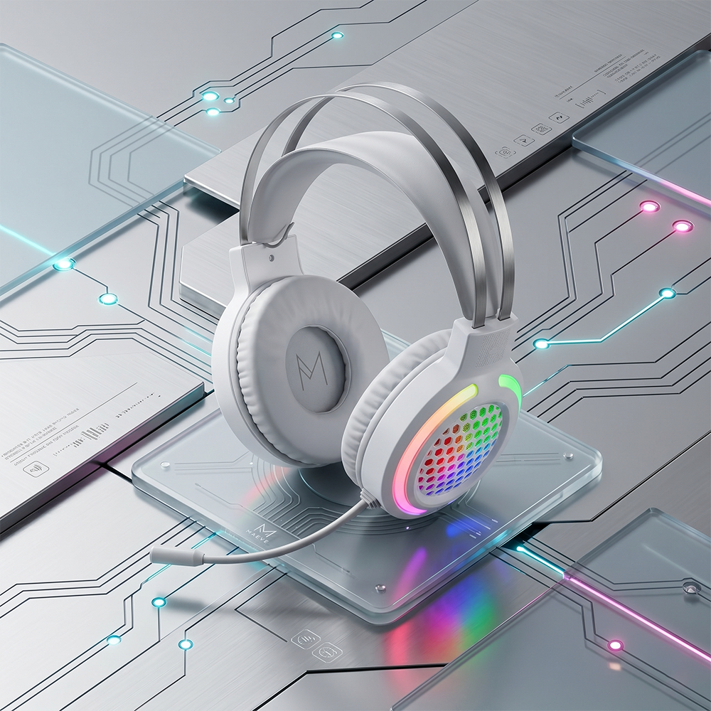 메이브 통풍잘되는 초경량 게이밍 헤드셋 USB 마이크 LED 메이브 M1