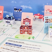 우리동네 이모저모 만들기 8종 세트 (스티커,바닥판,설명카드포함) 입체퍼즐 퍼즐 건물 꾸미기