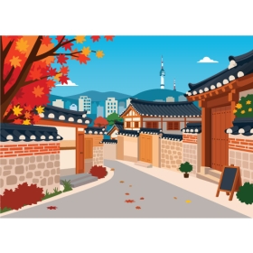 전통배경현수막 한옥 142