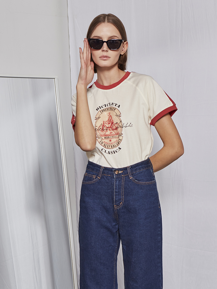 Bicycle Print T-shirt (Red)