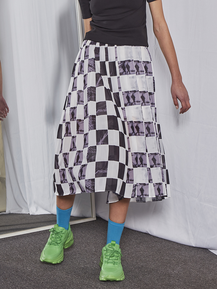 Pattern Pleats Skirt