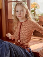 Waist Strap Wrinkle Cardigan (Wine)