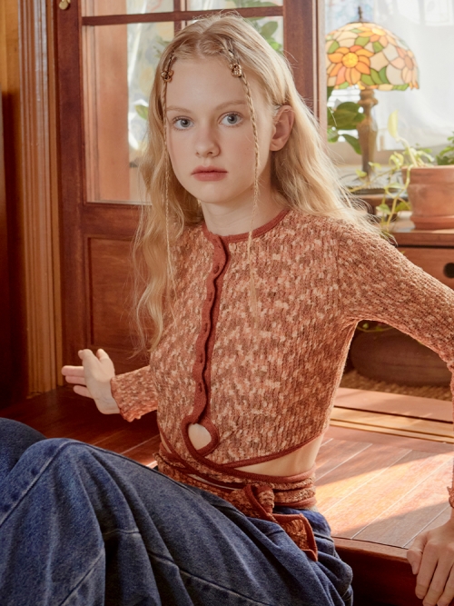 Waist Strap Wrinkle Cardigan (Wine)