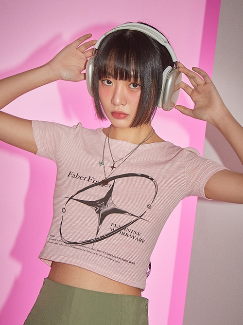Signature Glitter Printing T-shirt (Pink)