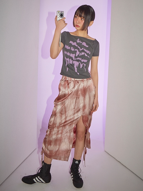 Glossy Cargo Skirt (Pink)