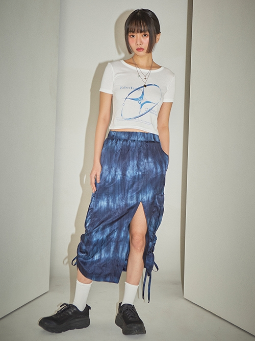 Glossy Cargo Skirt (Blue)