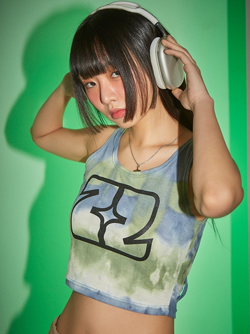 Color Gradation Sleeveless T-shirt (Green)