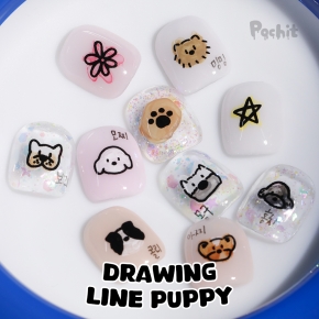 [챱] 드로잉 라인 퍼피 스티커 4종