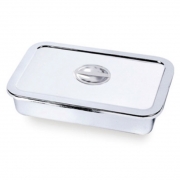 S/T 평개부밧드 Instrument Tray with recessed handle lid, Stainless Steel