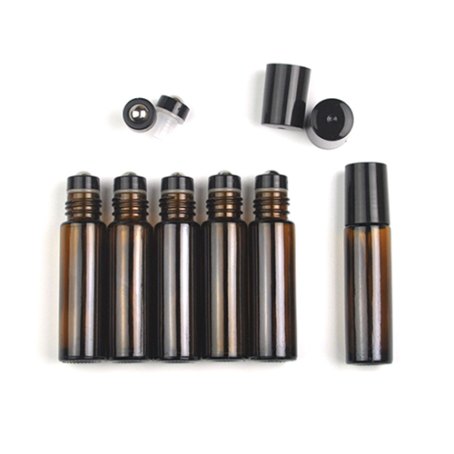 아로마 오일 두꺼운 갈색 유리 롤온 5ml / 10ml (6개입)
