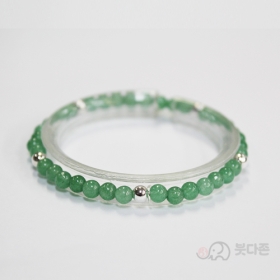 92.5% 실버장식 비취석 팔찌 4mm