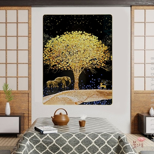 행운의 황금 돈나무 액자 (60x81cm)