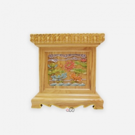 단청 연꽃조각 불전함(소)(높이55cm)